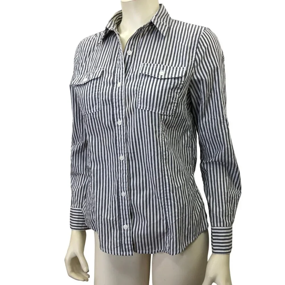 Michael‎ Kors Womens Striped Button-Down Shirt With Pockets Size P/M